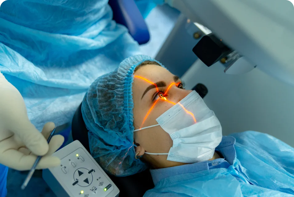 performing cataract surgery using latest equipment