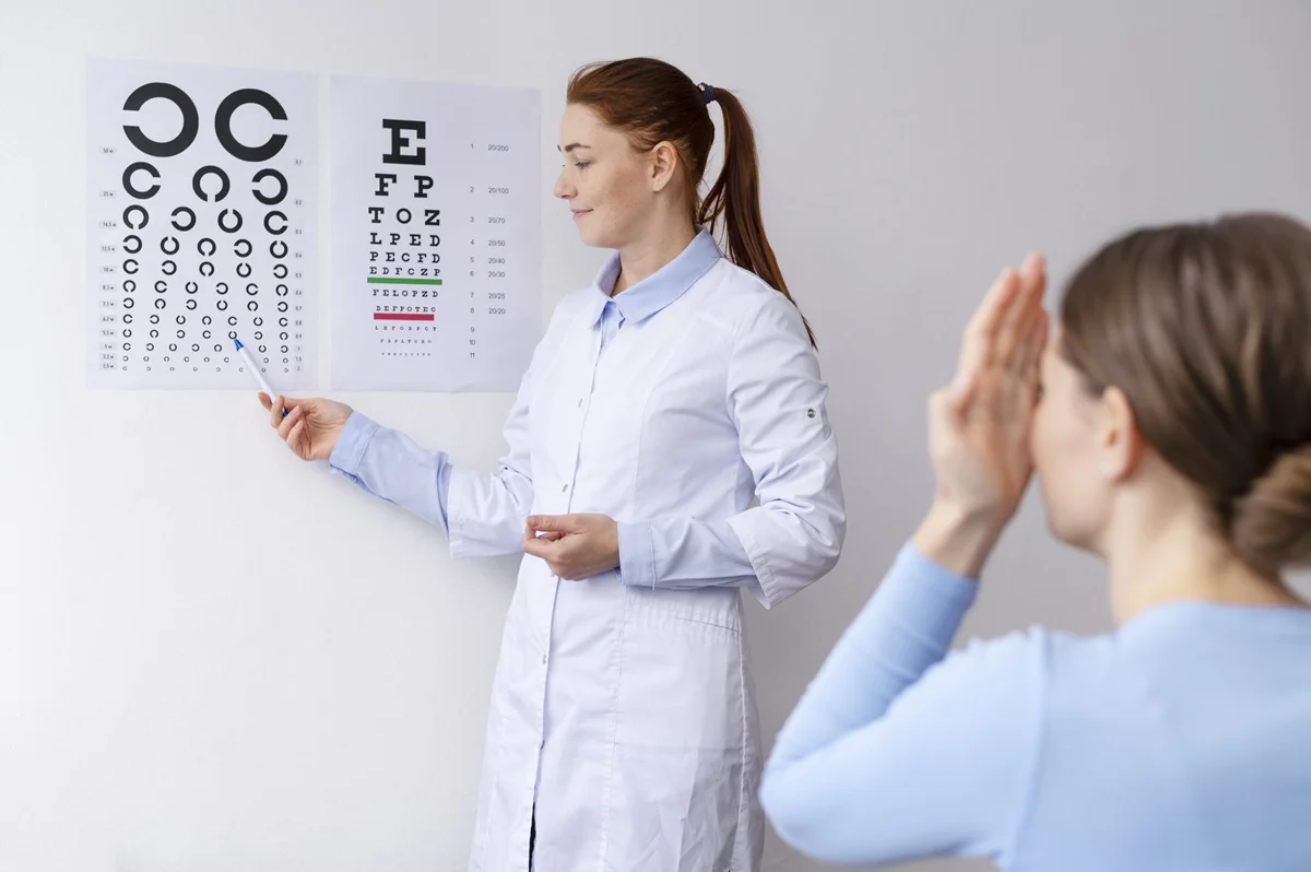 doctor testing patients eyesight